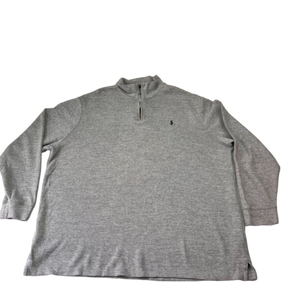 Polo Ralph Lauren Sweater Mens XXL Gray Cowl Neck Long Sleeve Pullover 1/4 Zip